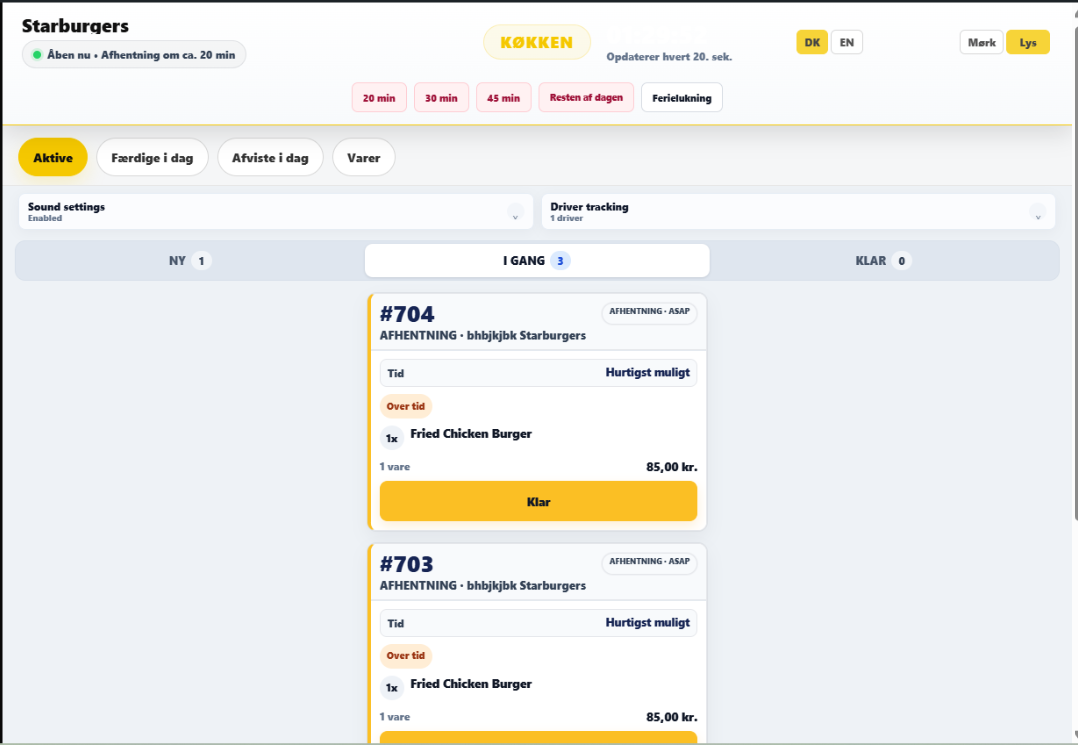 TakeawayBoost Kitchen Bridge order handling screen